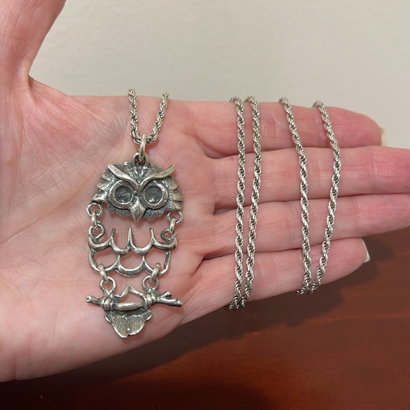 Jewelry - Sterling Silver Owl Necklace from Mexico- Owl Pendant on 31” Rope Chain